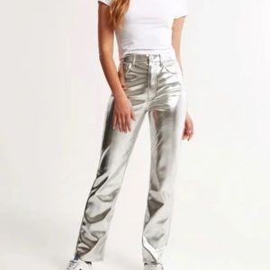 7 FOR ALL MANKIND High Rise Vegan Leather Metallic Pants - size large NWT.